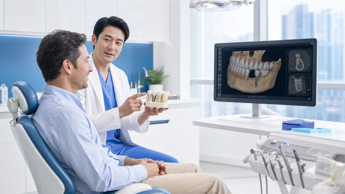 Dental consultation with a Chinese dentist and foreign guest