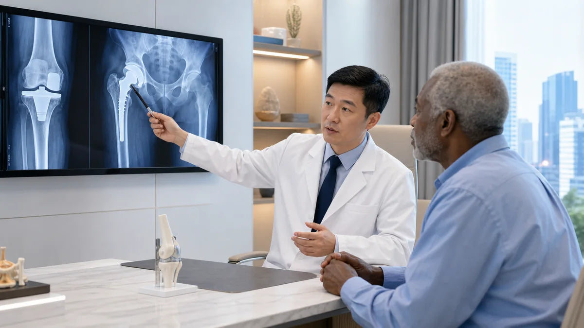Orthopedic consultation with a Chinese doctor and foreign guest
