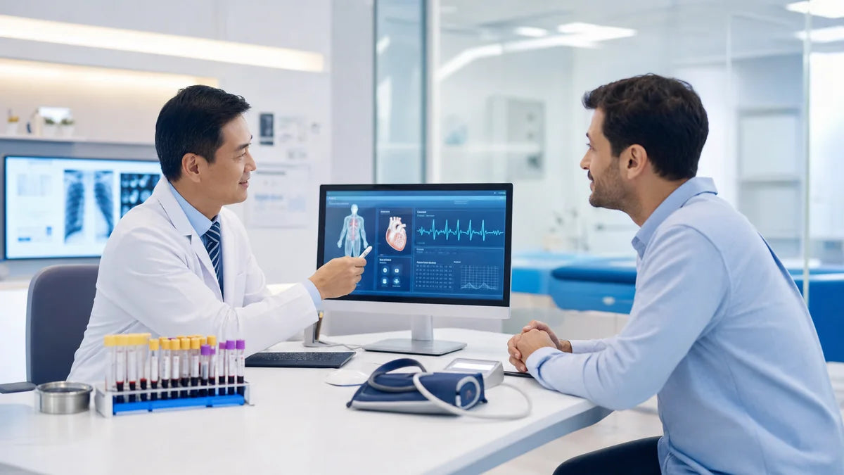 Doctor reviewing preventive health checkup results